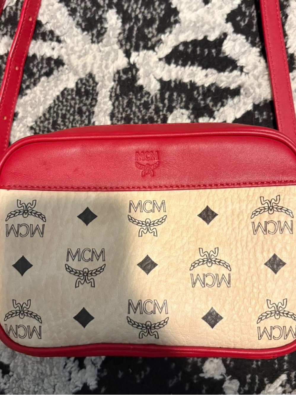 MCM Red and Cream Crossbody Bag